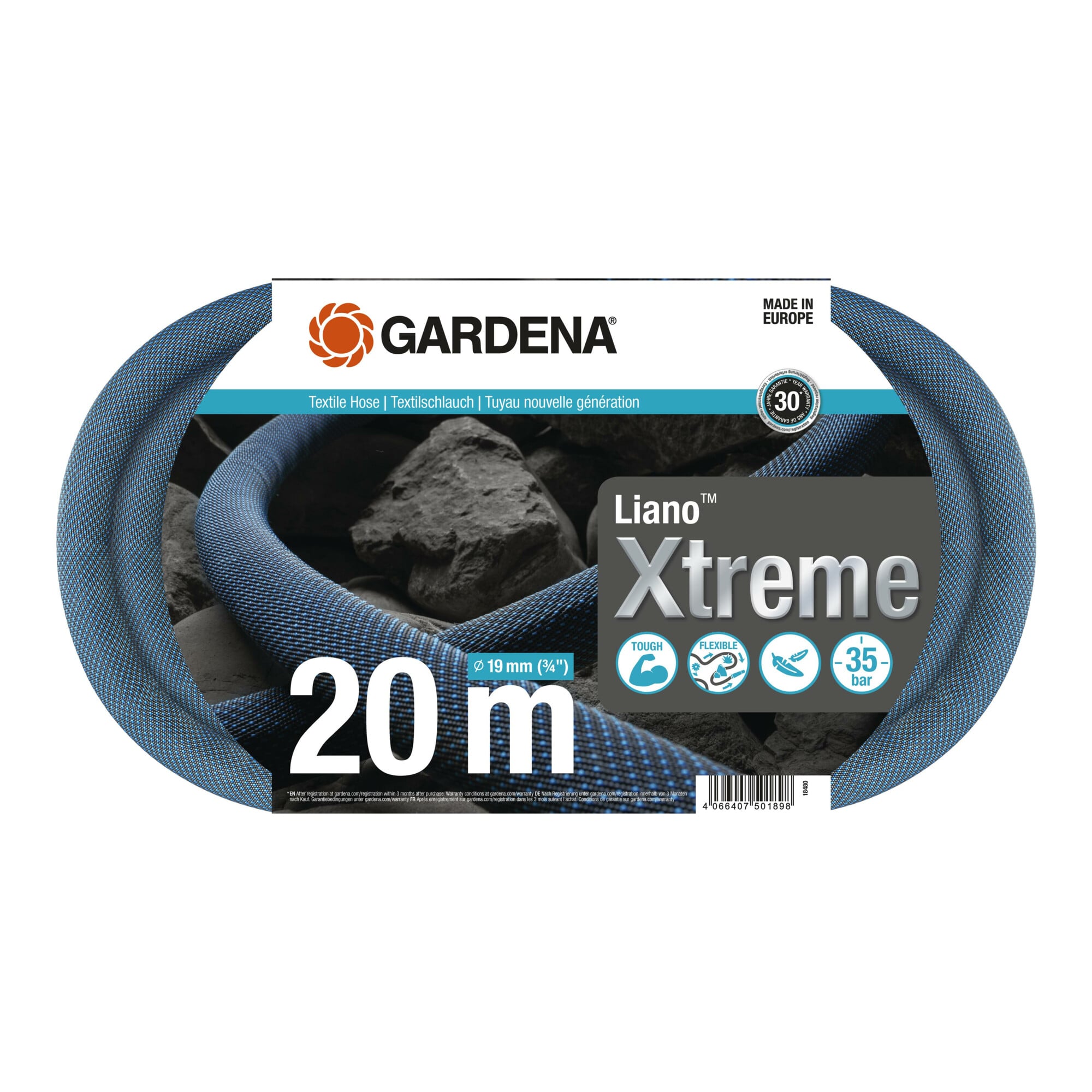 Gardena Textilschlauch Liano Xtreme 3/4", 20 m Set