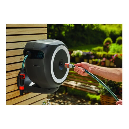 GARDENA Wand-Schlauchbox RollUp S (weiß) 15 m