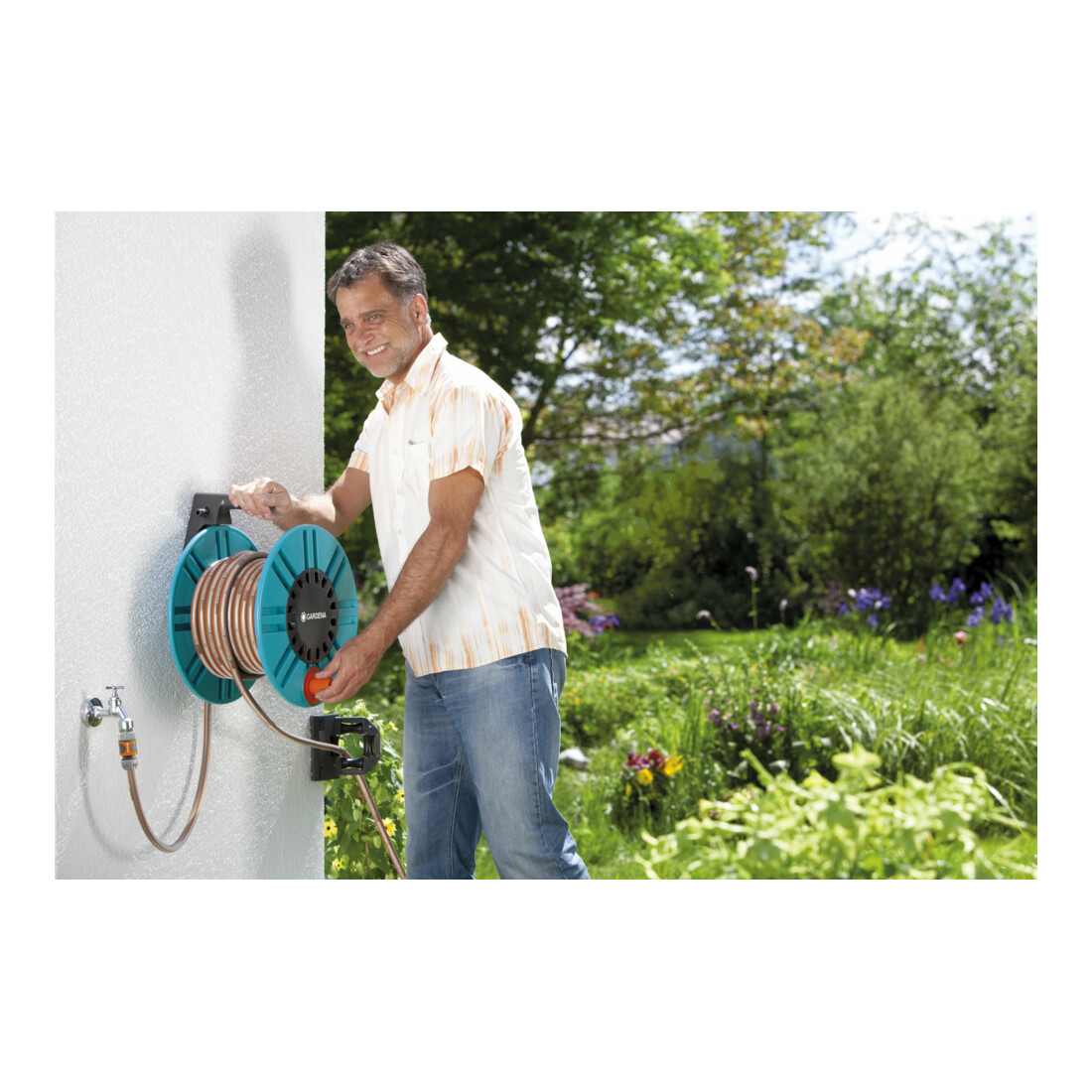 GARDENA Wand-Schlauchtrommel 60 mit Schlauchführungsrolle Classic