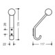 Garderobenhaken 477.90.080 53 PA H.174mm B.22mm ultramarin m.Huthaken(Kugelform)-4