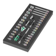 Garniture en mousse Wera 9720 pour Kit de clé à cliquet Zyklop 1/4" 8000 A 1, 37 pièces