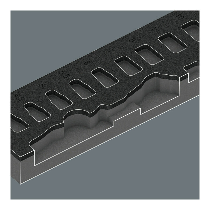 Garniture en mousse Wera 9720 pour Kit de clé à cliquet Zyklop 1/4" 8000 A 1, 37 pièces