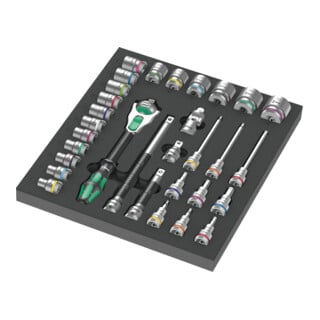 Garniture en mousse Wera 9722 pour kit de cliquets 8000 C Zyklop 1/2" 1, 31 pièces