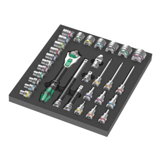 Garniture en mousse Wera 9722 pour kit de cliquets 8000 C Zyklop 1/2" 1, 31 pièces