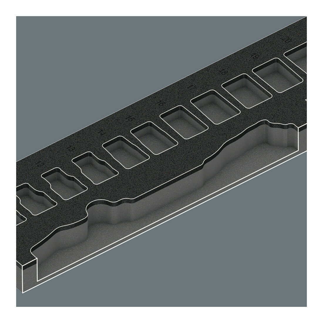 Garniture en mousse Wera 9722 pour kit de cliquets 8000 C Zyklop 1/2" 1, 31 pièces