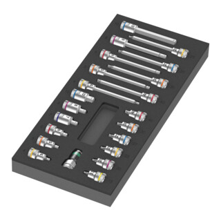 Garniture en mousse Wera 9723 pour jeu de douilles à embout Zyklop B 3/8" 1, 22 pièces