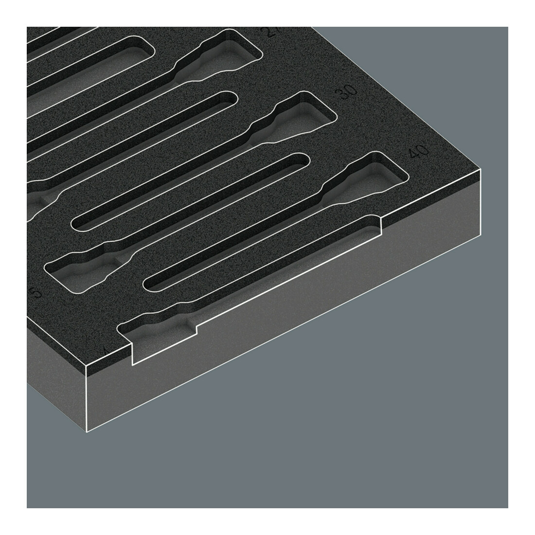 Garniture en mousse Wera 9723 pour jeu de douilles à embout Zyklop B 3/8" 1, 22 pièces