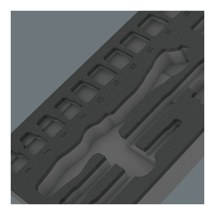 Garniture en mousse Wera 9821 pour kit de cliquets Zyklop 3/8"8000 B 1, sans outil, 172 x 30 x 392 mm
