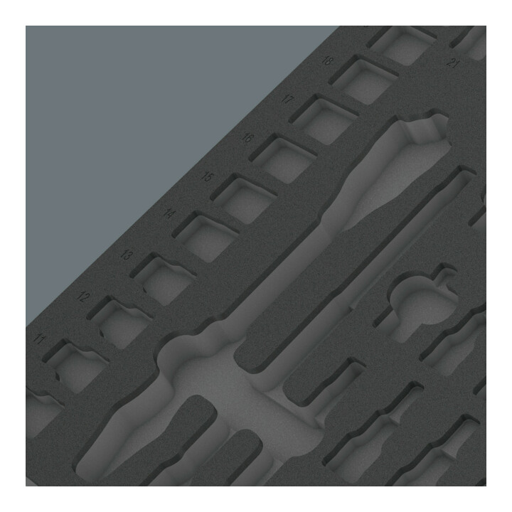 Garniture en mousse Wera 9822 pour kit de cliquets 8000 C Zyklop 1/2" 1, sans outil, 344 x 30 x 392 mm