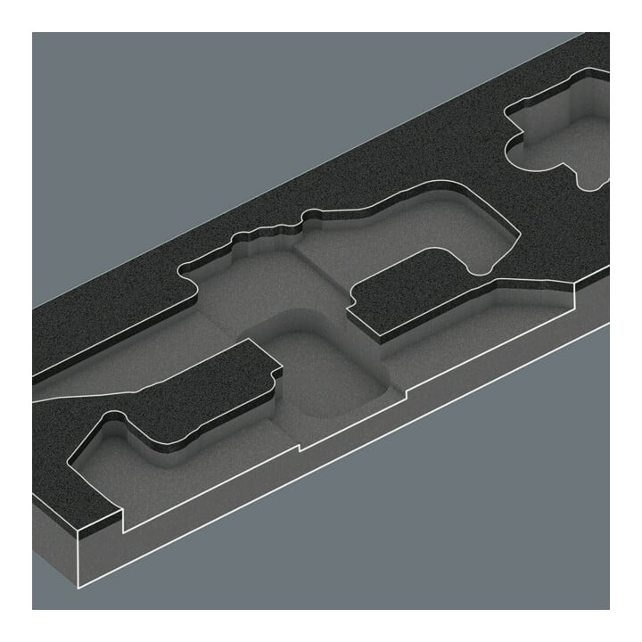 Garniture en mousse Wera 9840 pour coffret de clés mâles coudées, set 1, sans outil, 172 x 30 x 392 mm