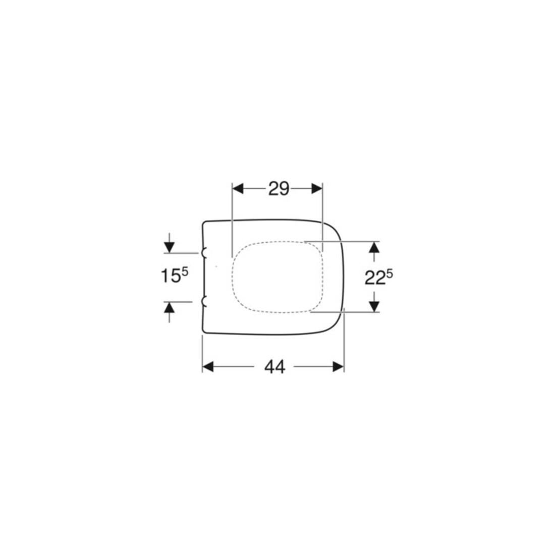 Geberit Abattant WC Renova Plan S. MS vc, avec frein, blanc, coin, fixation avant