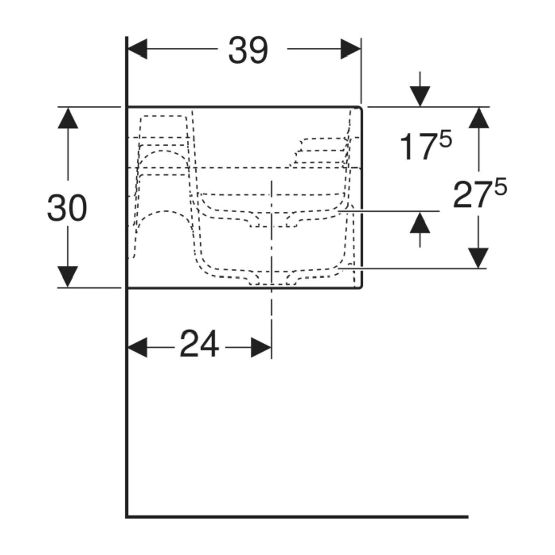 Geberit Aire de jeu/lavage Bambini 140 cm, 3 WP, prof. L dr, blanc, sans décor