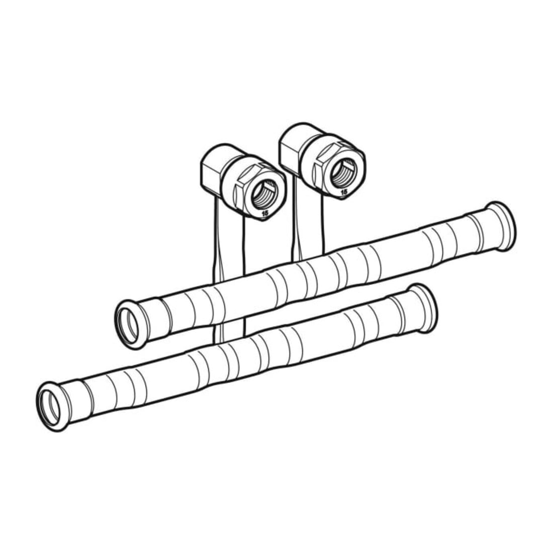 Geberit Anschluss-T-Stück-Set Mapress C-St. d 15x15mm, VL/RL, m KVS, Auß. vz