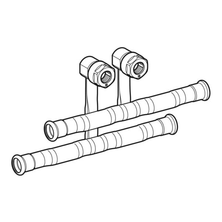 Geberit Anschluss-T-Stück-Set Mapress C-St. d 18x15mm, VL/RL, m KVS, Auß. vz