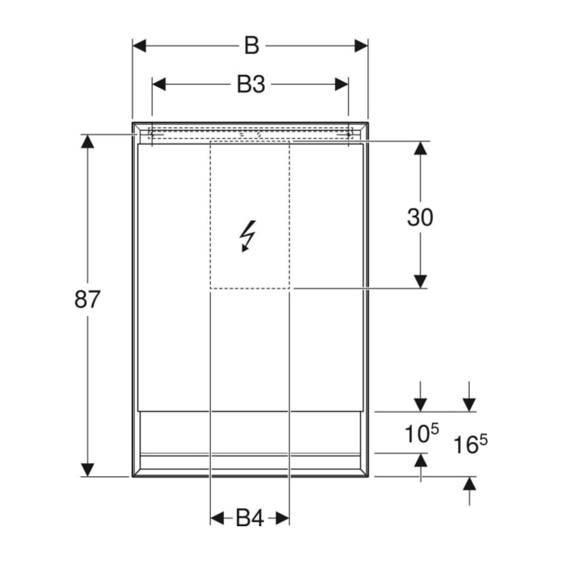 Geberit Armoire à miroir One 60x90x15 cm, 1 porte, à droite, blanc, avec éclairage LED