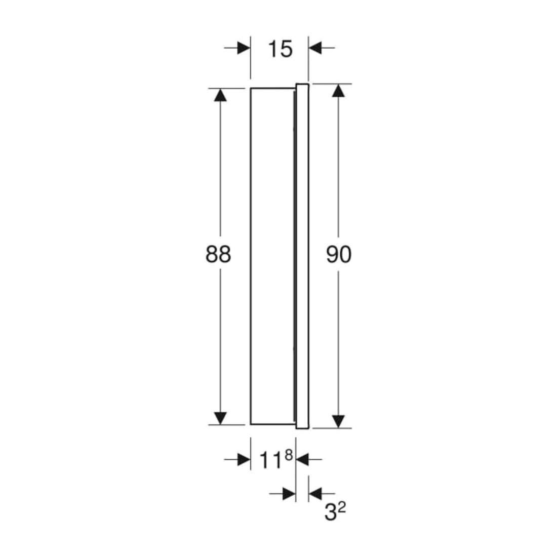 Geberit Armoire à miroir One 75x90x15 cm, s m/Al pb, m ComL, 2 portes