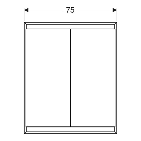 Geberit Armoire à miroir One 75x90x15cm, AL elox., avec ComfortL, 2 portes