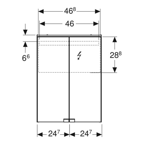Geberit Armoire à miroir Option Basic 50x67,5x14 cm, avec éclairage, 2 portes, blanc