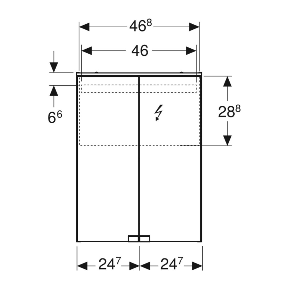 Geberit Armoire à miroir Option Basic 50x67,5x14 cm, avec éclairage, 2 portes, blanc