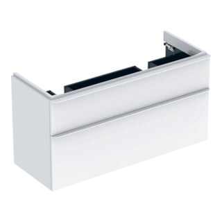 Geberit Armoire double lavabo Smyle Square 118,4x61,7x47 cm, 2 tiroirs, blanc brillant