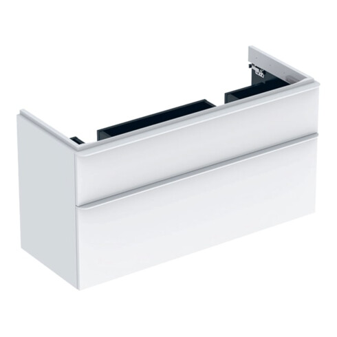 Geberit Armoire double lavabo Smyle Square 118,4x61,7x47 cm, 2 tiroirs, blanc brillant