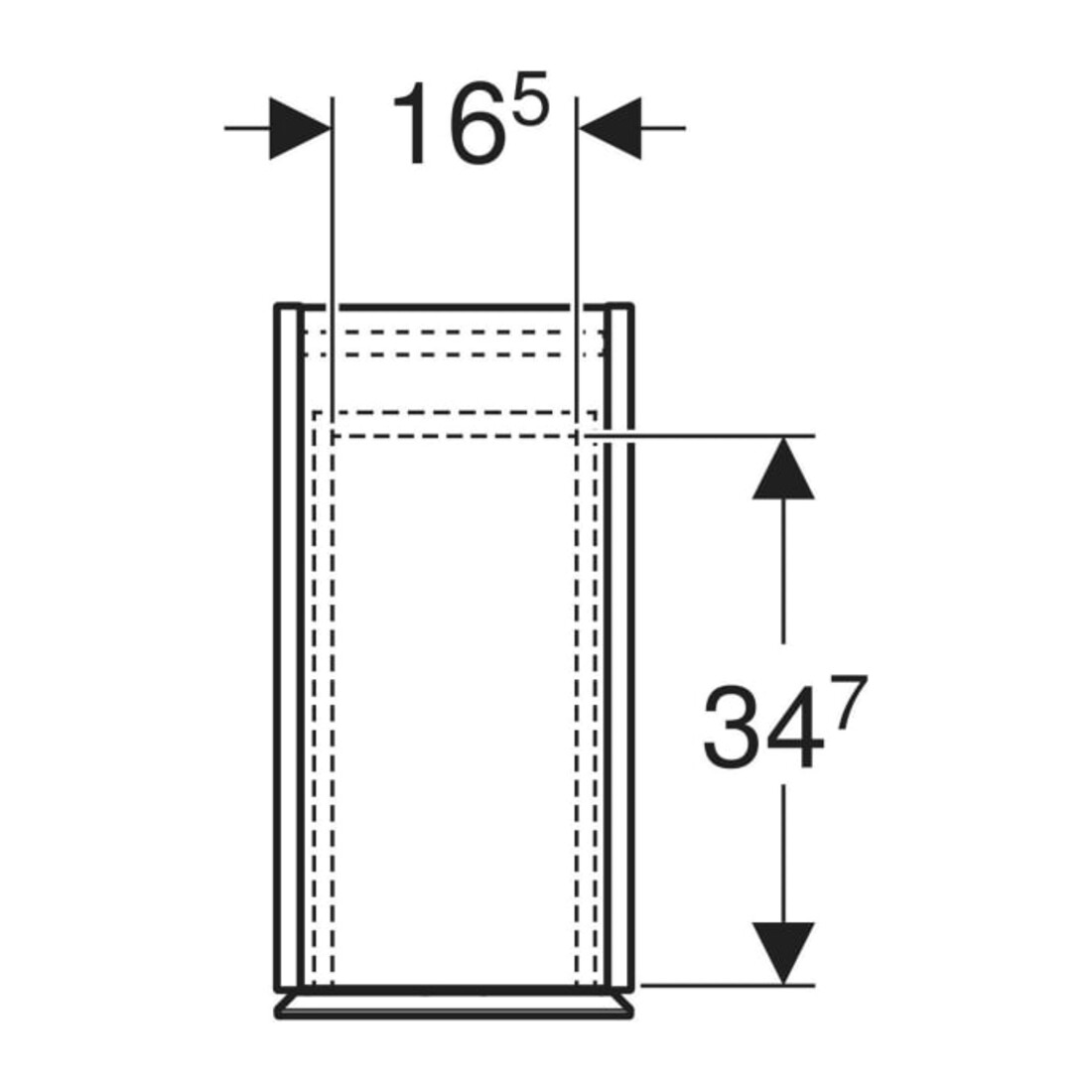Geberit Armoire haute 2 tiroirs, L. 24 cm, blanc laqué mat / blanc laqué brillant