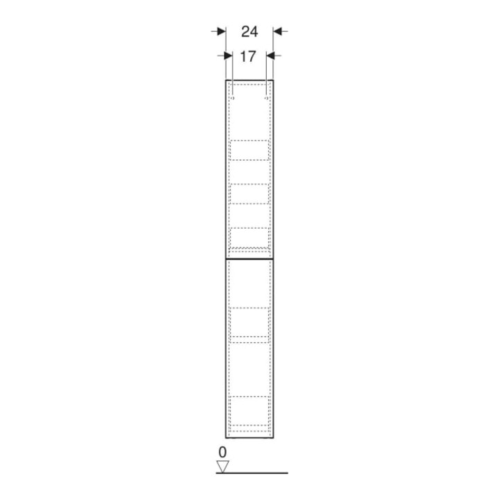 Geberit Armoire haute 2 tiroirs, L. 24 cm, blanc laqué mat / blanc laqué brillant