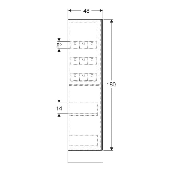 Geberit Armoire haute 2 tiroirs, largeur 24 cm, blanc mat