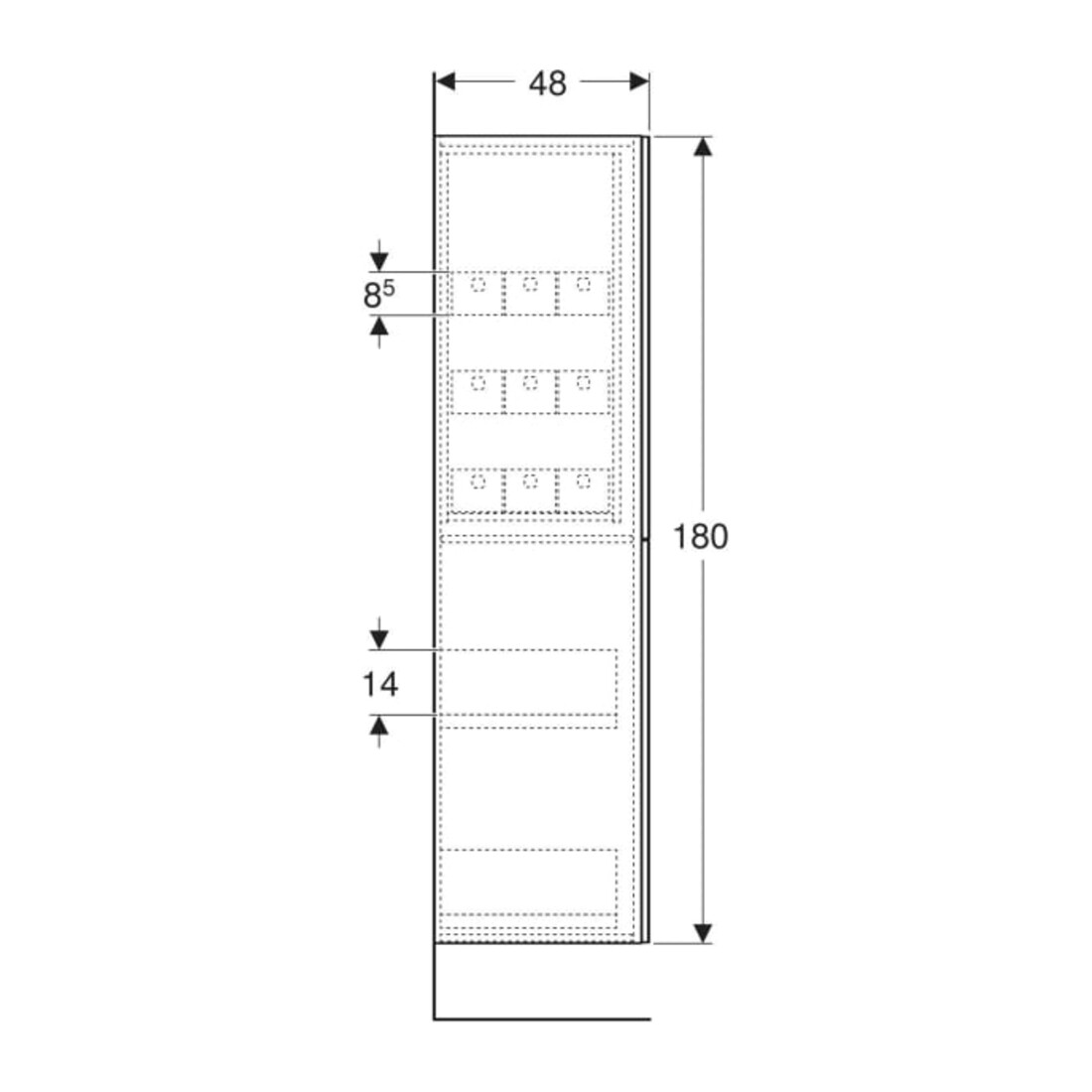 Geberit Armoire haute 2 tiroirs, largeur 24 cm, blanc mat