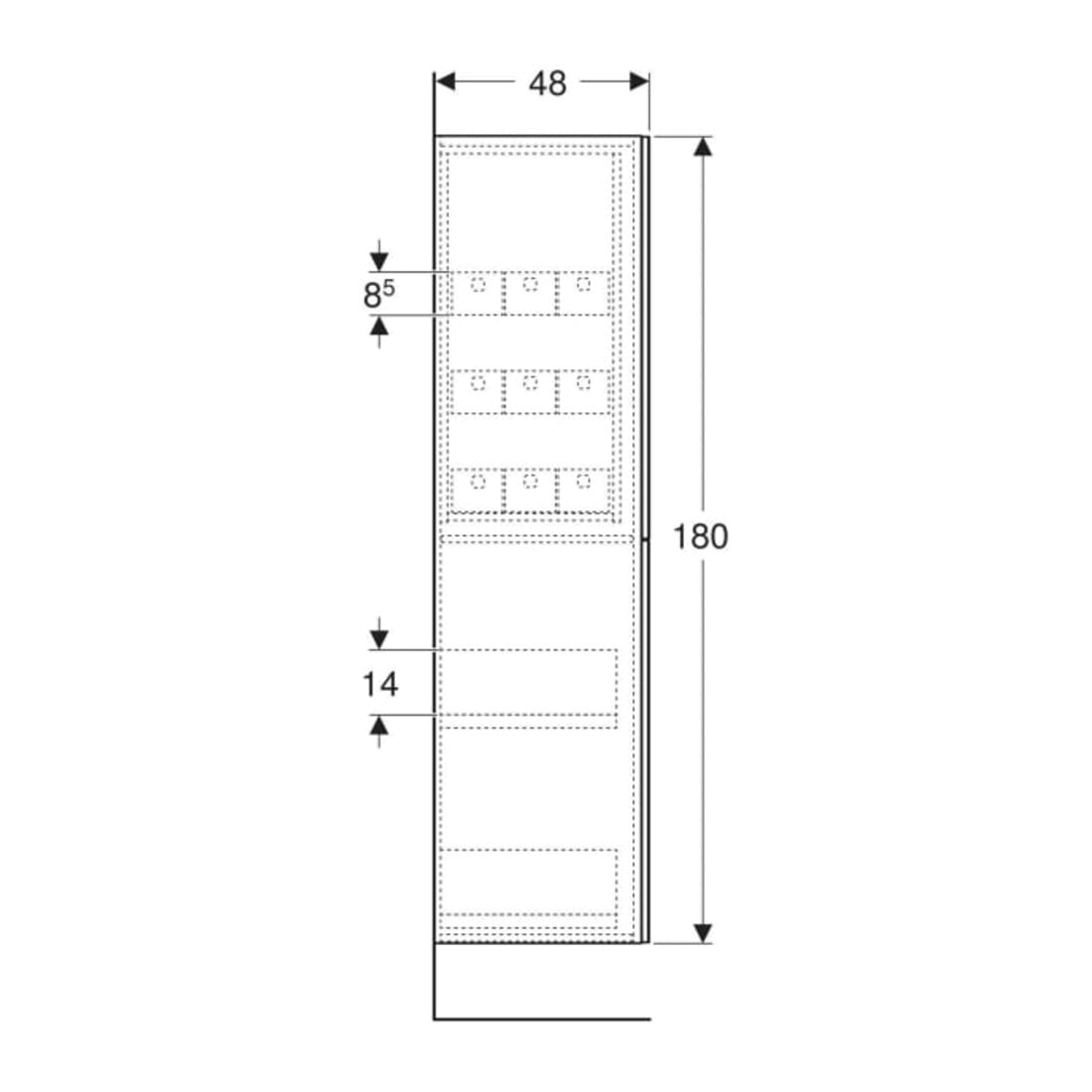 Geberit Armoire haute 2 tiroirs, largeur 24 cm, chêne