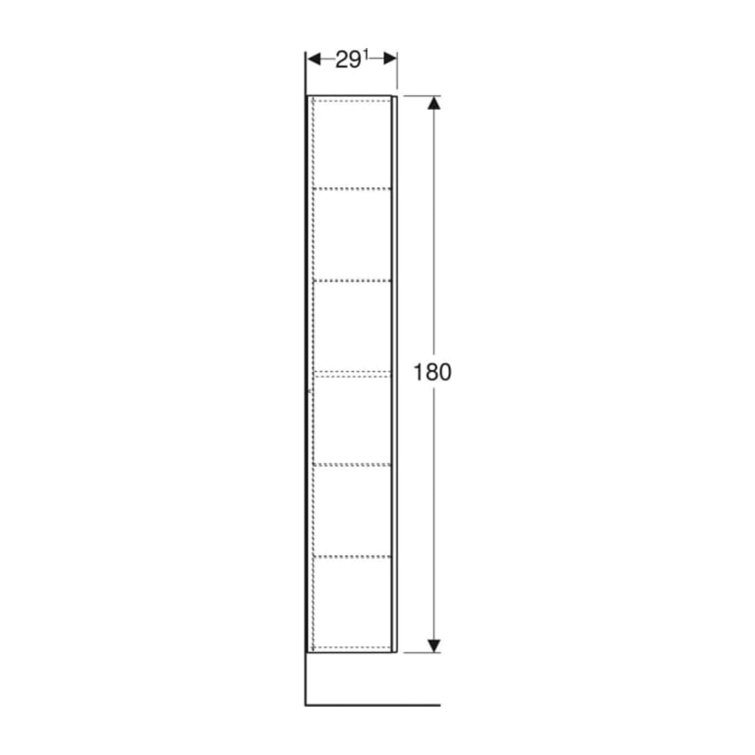 Geberit Armoire haute 36x180x29,1 cm, 1 porte, blanc mat