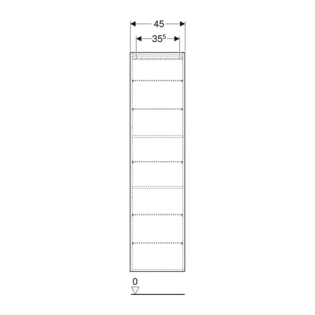 Geberit Armoire haute 45x180x15 cm, 1 porte, noyer/structure mélaminée