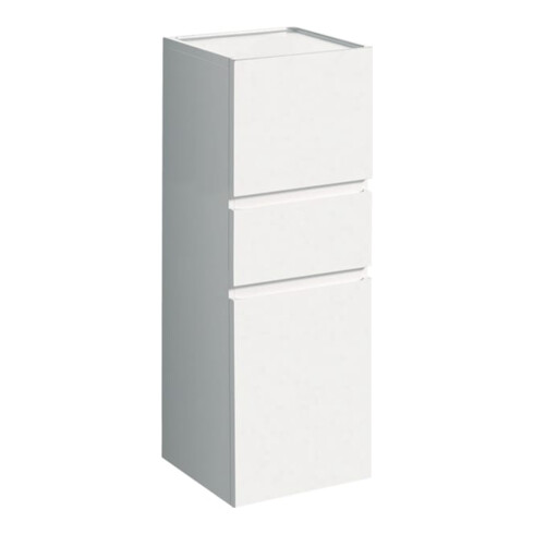 Geberit Armoire haute Renova Plan 39x105x36 cm, 2 portes, 1 tiroir, blanc laqué brillant