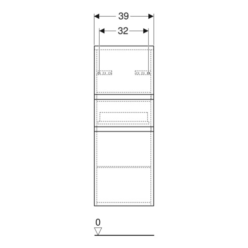 Geberit Armoire haute Renova Plan 39x105x36 cm, 2 portes, 1 tiroir, N, F. struct.