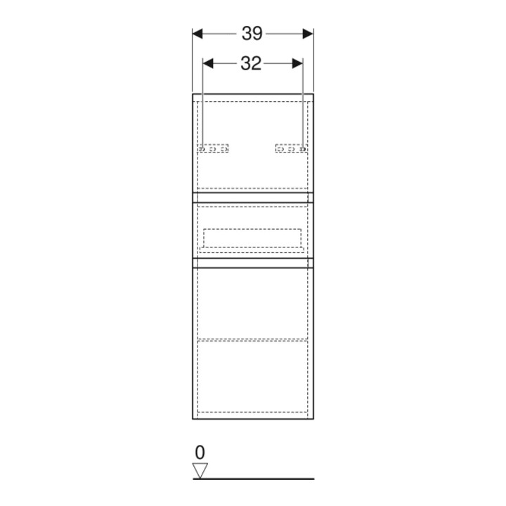 Geberit Armoire haute Renova Plan 39x105x36cm, 2 portes, 1 tiroir, blanc, structuré
