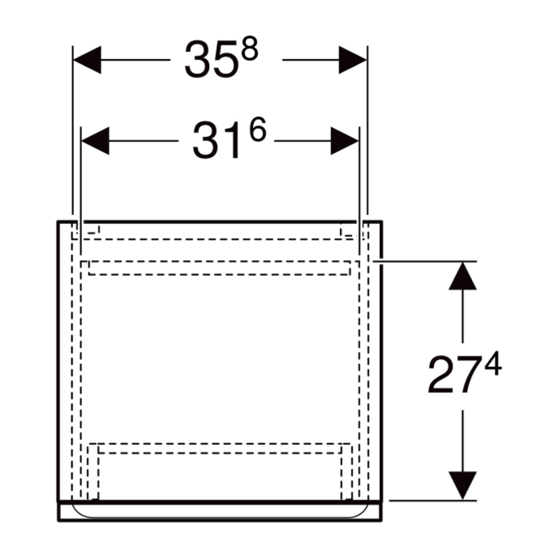 Geberit Armoire haute Renova Plan 39x180x36 cm, 2 portes, 1 tiroir, blanc, laqué brillant