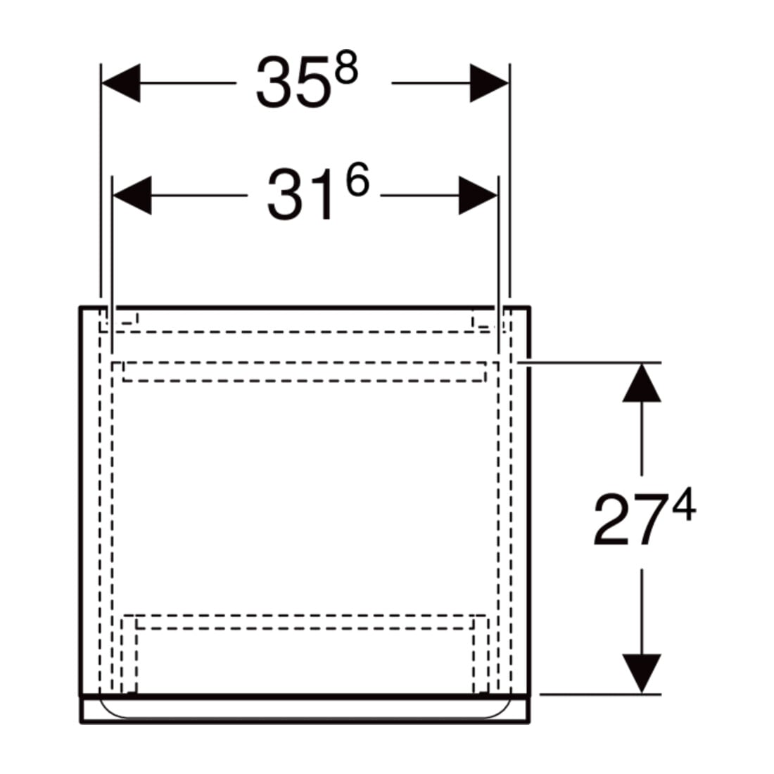 Geberit Armoire haute Renova Plan 39x180x36 cm, 2 portes, 1 tiroir, laqué mat
