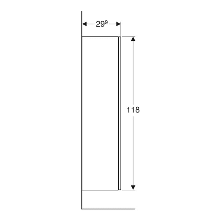 Geberit Armoire haute Smyle Square 36x118x29,9 cm, 1 porte, blanc brillant