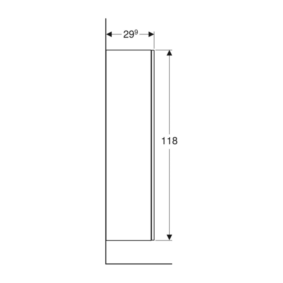Geberit Armoire haute Smyle Square 36x118x29,9 cm, 1 porte, blanc brillant
