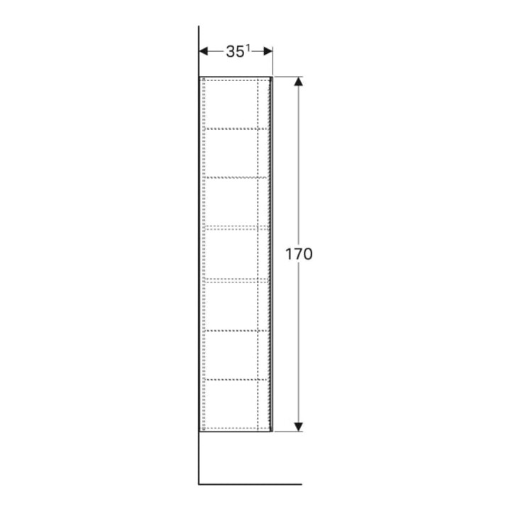 Geberit Armoire haute Xeno2 40x170x35,1cm, 1 porte, structuré/gris foncé