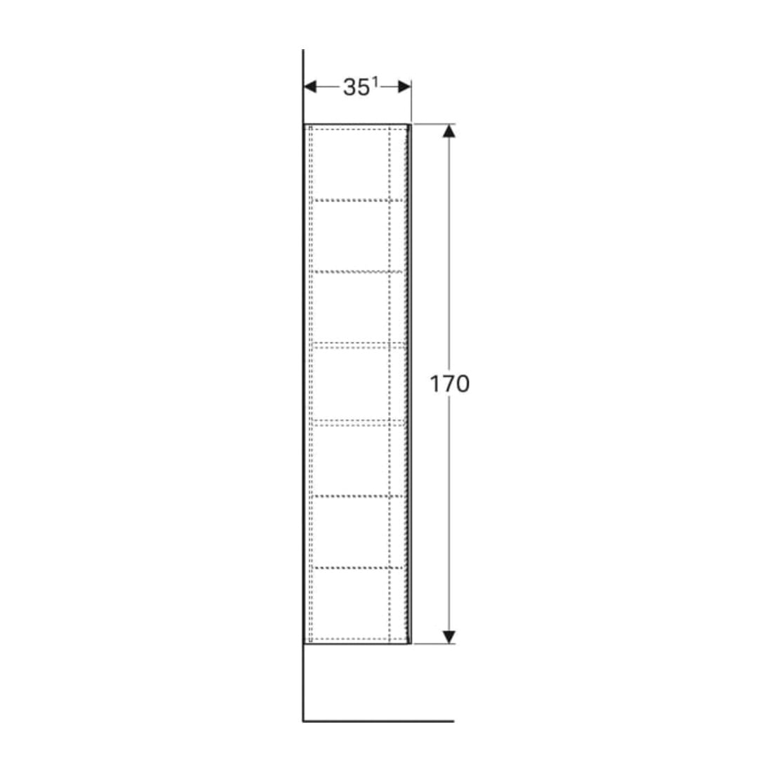 Geberit Armoire haute Xeno2 40x170x35,1cm, 1 porte, structuré/gris foncé