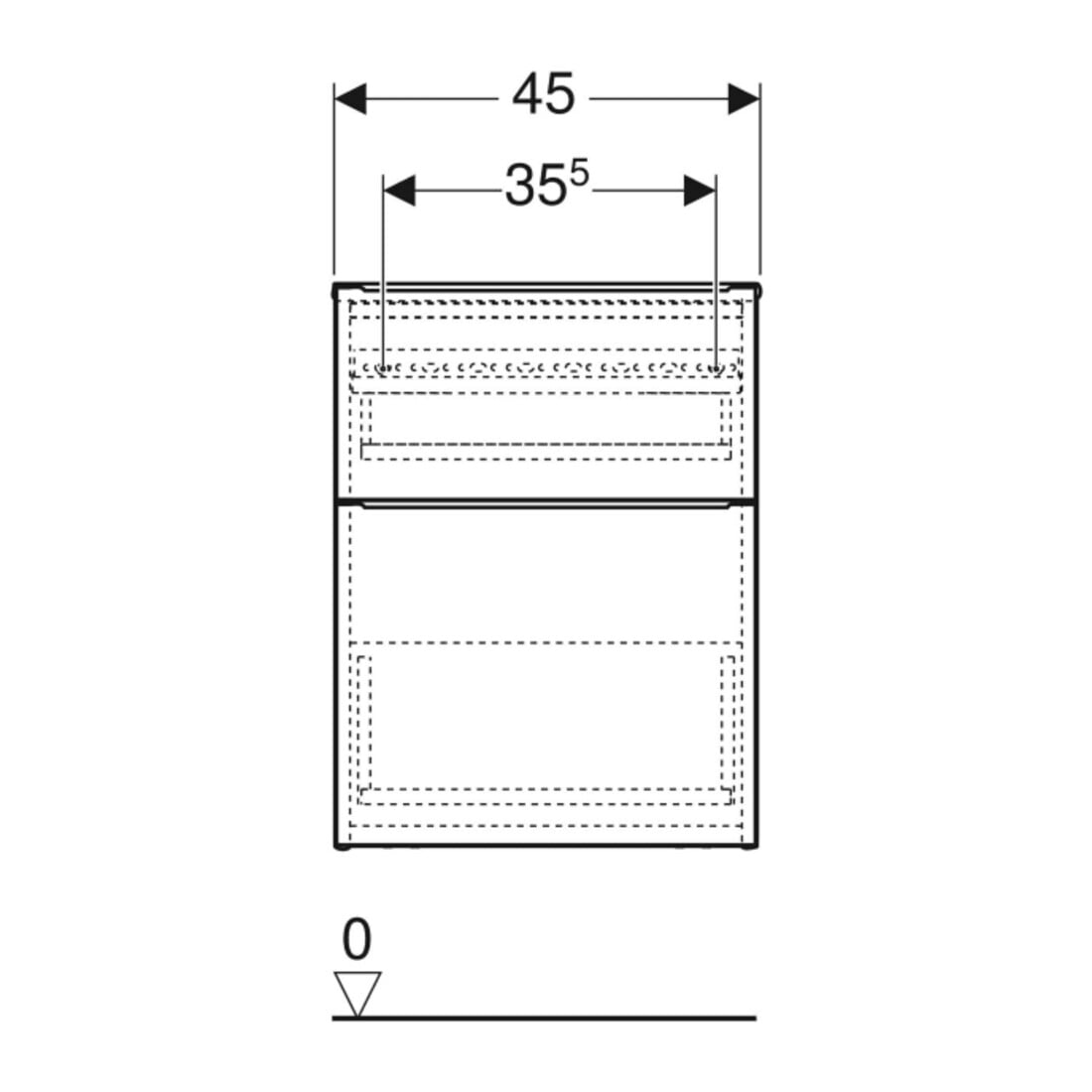 Geberit Armoire latérale iCon 45x60x47,6 cm, 2 tiroirs, blanc laqué brillant