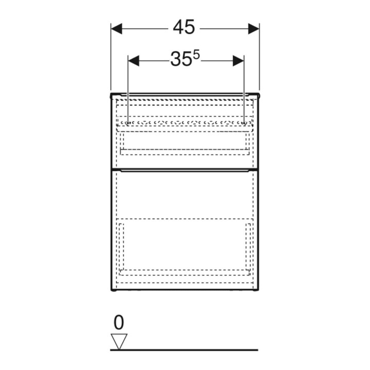 Geberit Armoire latérale iCon 45x60x47,6 cm, 2 tiroirs, blanc mat/Gr blanc mat