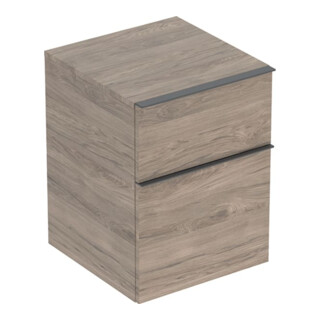 Geberit Armoire latérale iCon 45x60x47,6 cm, 2 tiroirs, noyer/poignée la. ma