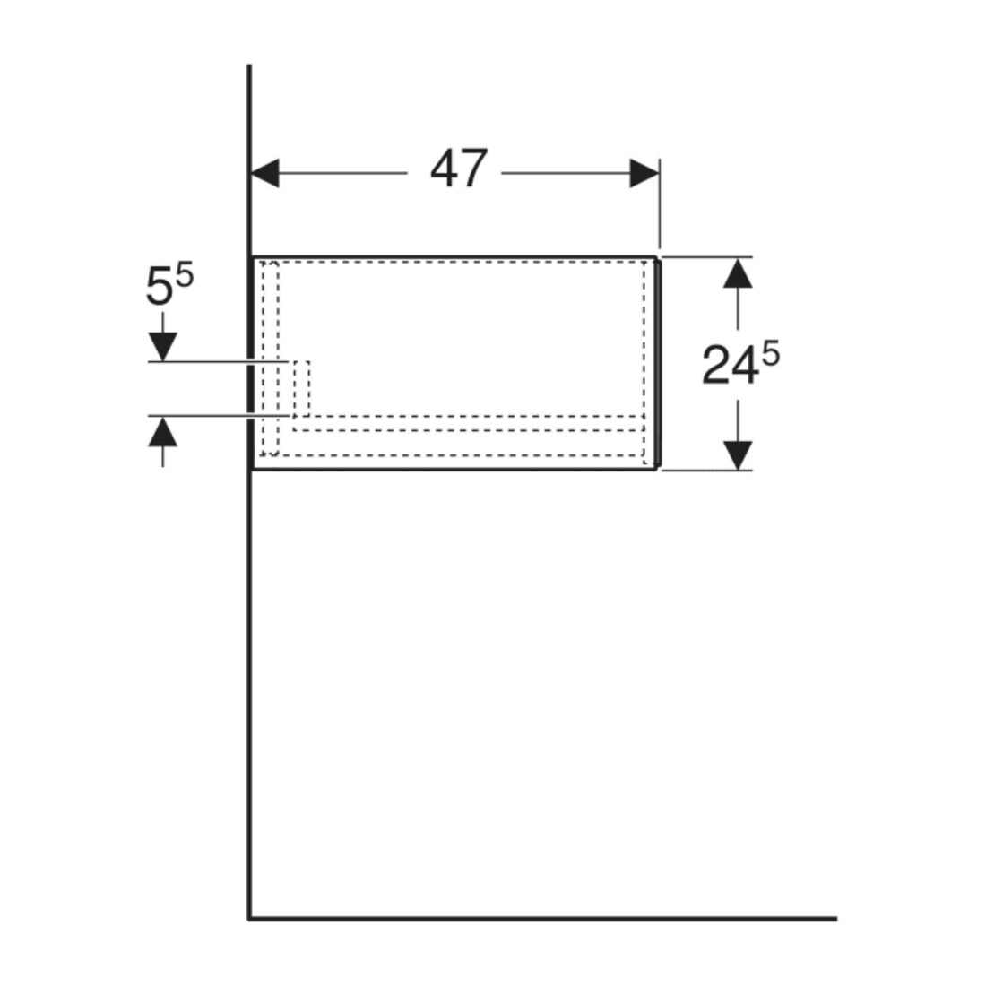 Geberit Armoire latérale One 45x24,5x47 cm, 1 tiroir, blanc mat