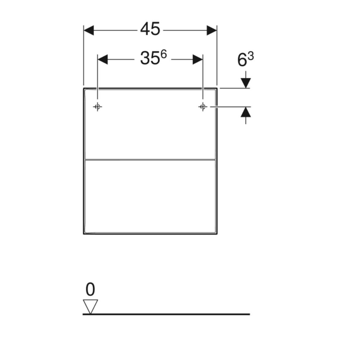 Geberit Armoire latérale One 45x49,2x47 cm, 2 tiroirs, blanc mat