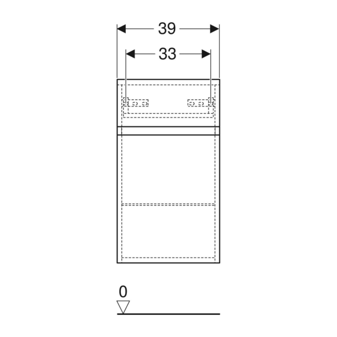 Geberit Armoire latérale Renova Plan 39x70x36 cm, 1 porte, 1 tiroir, N, F. struct.