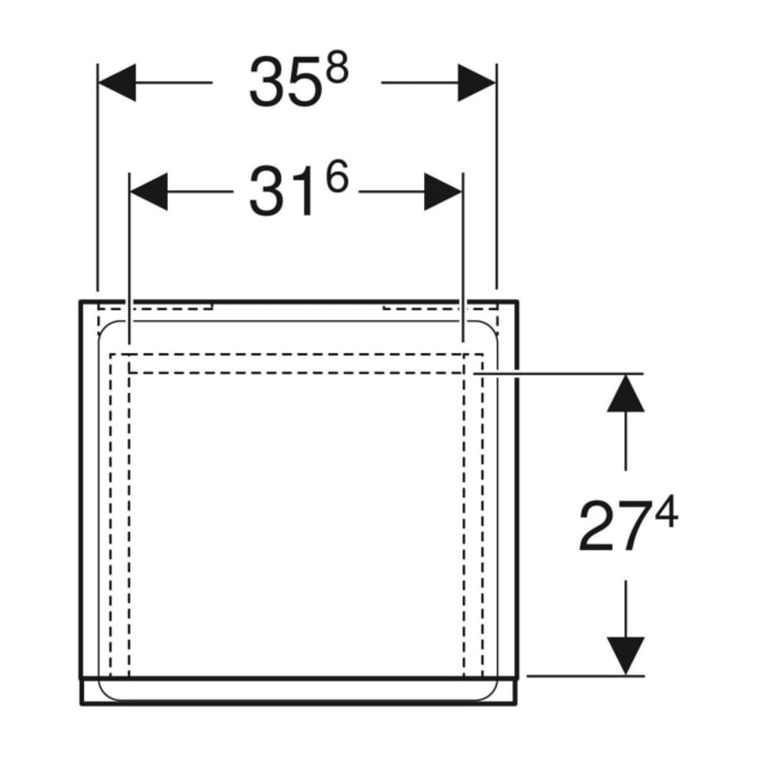 Geberit Armoire latérale Renova Plan 39x70x36 cm, 1 porte, 1 tiroir, N, F. struct.