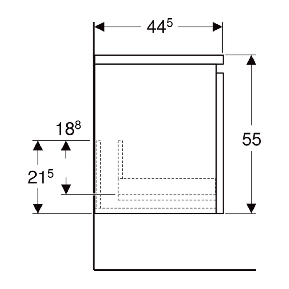 Geberit Armoire latérale Renova Plan 40x55x44,5 cm, 1 tiroir, blanc, laqué brillant