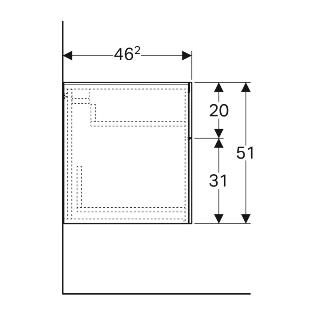 Geberit Armoire latérale Xeno2 45x51x46,2 cm, 2 tiroirs, mat/greige